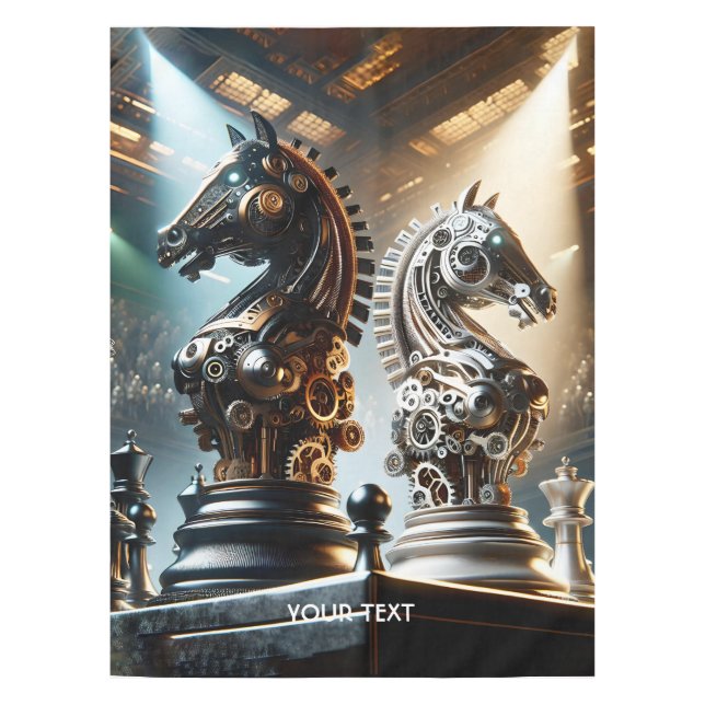 Fantasy Cute Chess Knights Pieces Tablecloth (Front)