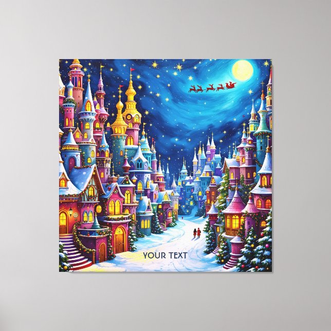 Fantasy Cute Christmas Eve Town  Canvas Print (Front)