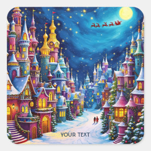 Fantasy Cute Christmas Eve Town Square Sticker