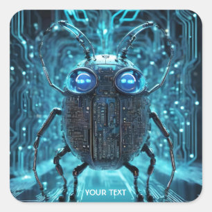 Fantasy Cute Circuit Board Bug Square Sticker