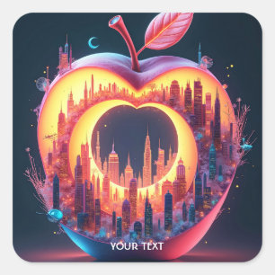 Fantasy Cute City Inside Fruit Square Sticker