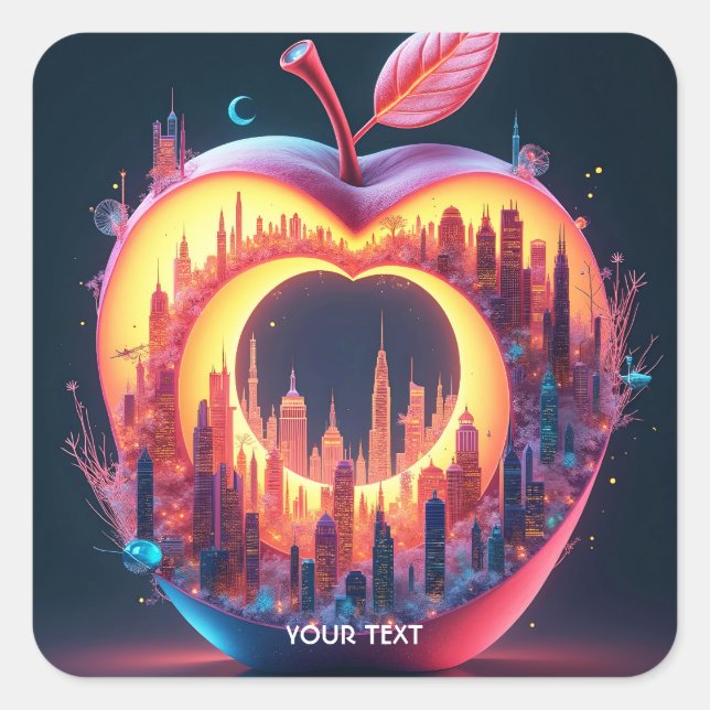 Fantasy Cute City Inside Fruit Square Sticker (Front)