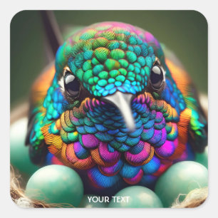 Fantasy Cute Closeup Vibrant Bird Square Sticker