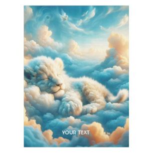 Fantasy Cute  Clouds Baby Lion Tablecloth