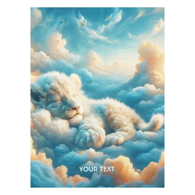 Fantasy Cute  Clouds Baby Lion Tablecloth (Front)