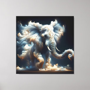 Fantasy Cute Clouds Elephant Smoke Canvas Print