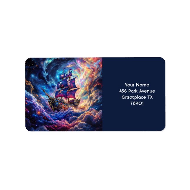 Fantasy Cute Clouds Ship Space Label (Front)