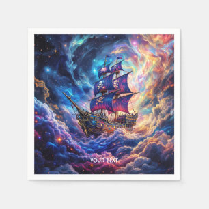 Fantasy Cute Clouds Ship Space Napkin