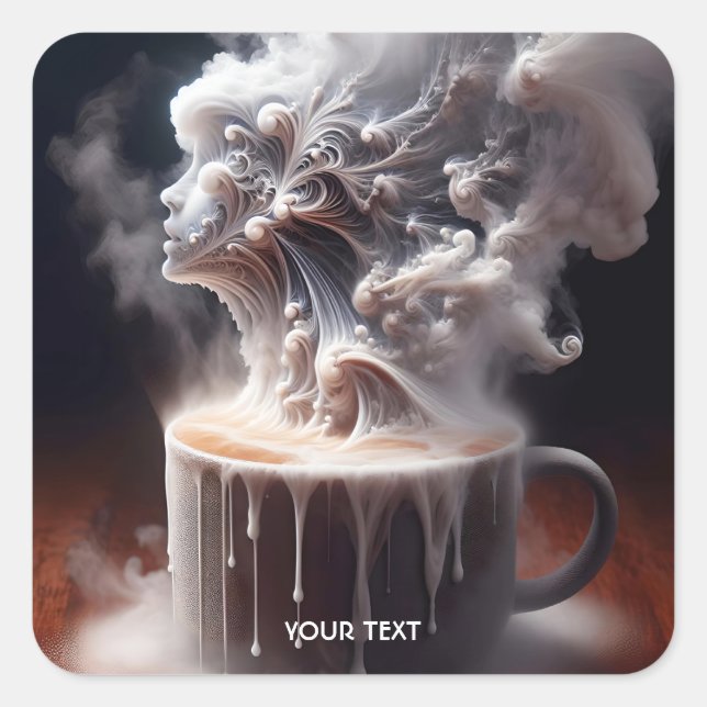 Fantasy Cute Coffee Morning Dreams Square Sticker (Front)
