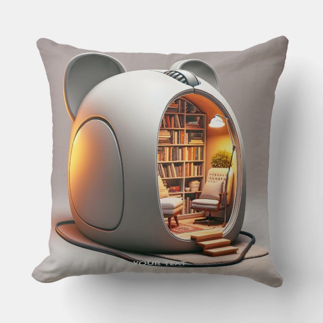 Fantasy Cute Computer Mouse House Cushion (Front)