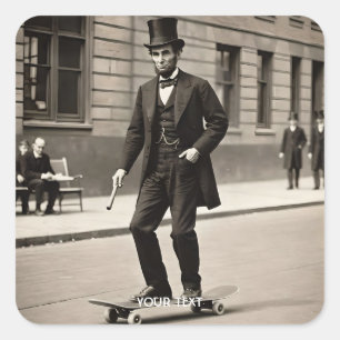 Fantasy Cute Cool Skateboard Racer Square Sticker
