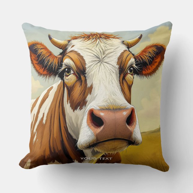 Fantasy Cute Cow Field Clouds Cushion (Front)