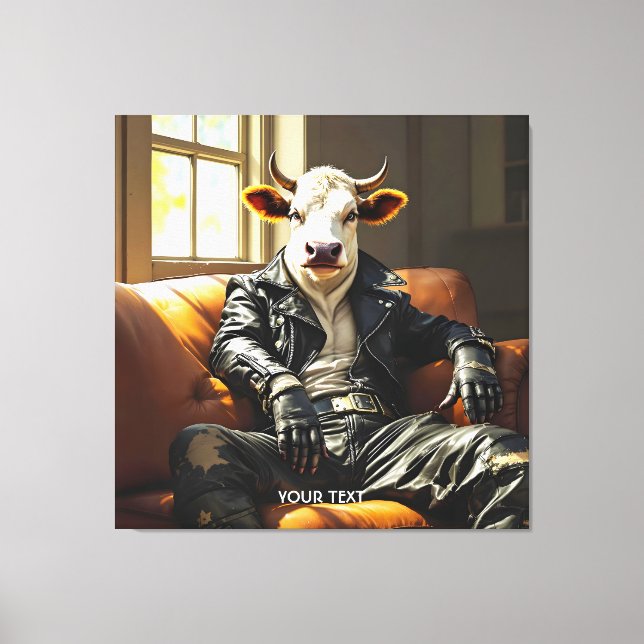 Fantasy Cute Cow Leather Couch Canvas Print (Front)