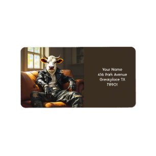 Fantasy Cute Cow Leather Couch Label