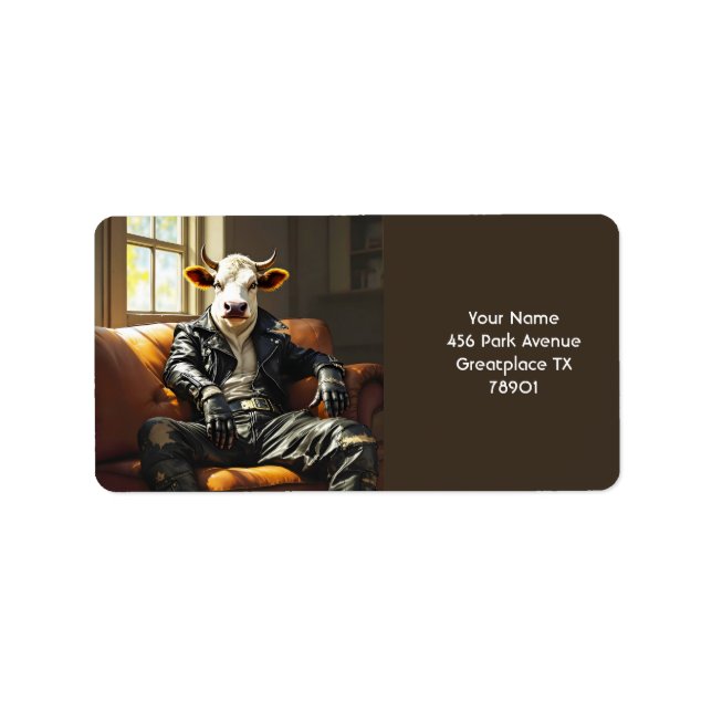 Fantasy Cute Cow Leather Couch Label (Front)