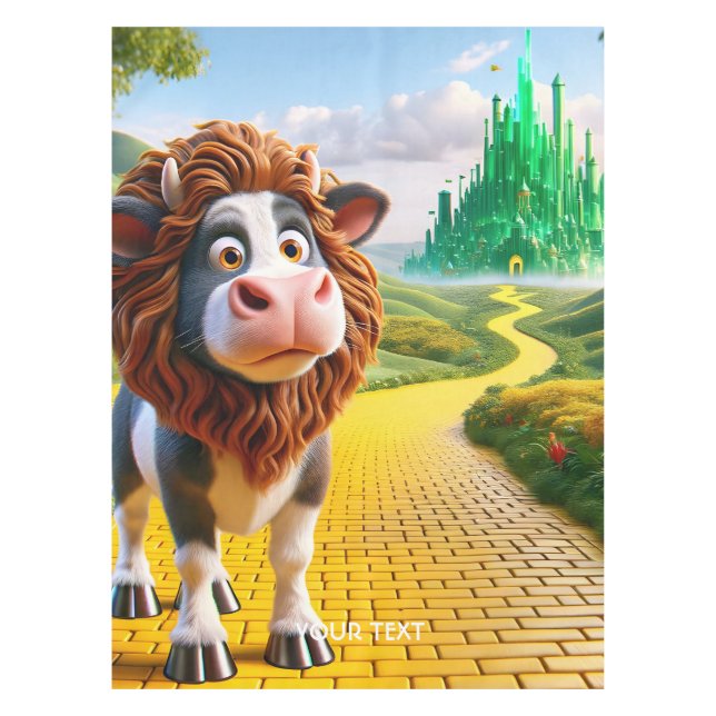 Fantasy Cute Cow Lion Road Tablecloth (Front)