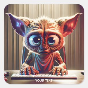 Fantasy Cute Creature Computer Keyboard Square Sticker
