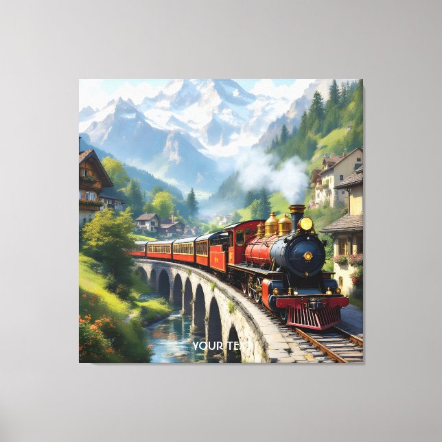 Fantasy Cute Crimson Antique Train Canvas Print (Front)