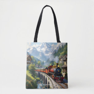 Fantasy Cute Crimson Antique Train Tote Bag