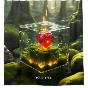 Fantasy Cute Cube Heart Forest Shower Curtain