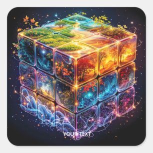Fantasy Cute Cube Seasons Space Square Sticker