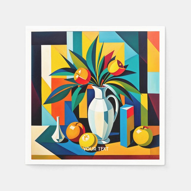 Fantasy Cute Cubist Still Life Napkin (Front)