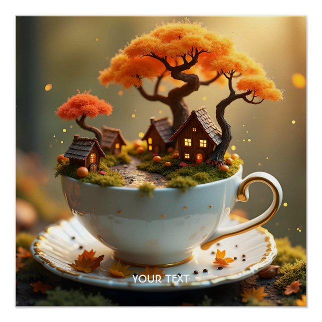 Fantasy Cute Cup Of Autumn Poster (Front)
