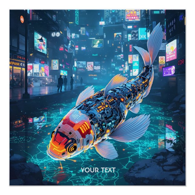Fantasy Cute Cyber Fish City Poster (Front)