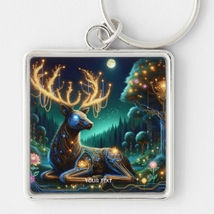 Fantasy Cute Cyber Stag Forest Key Ring
