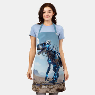 Fantasy Cute Cyborg Dinosaur Desert Apron