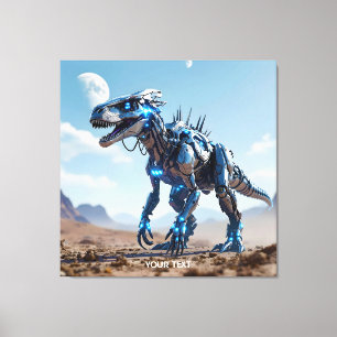 Fantasy Cute Cyborg Dinosaur Desert Canvas Print