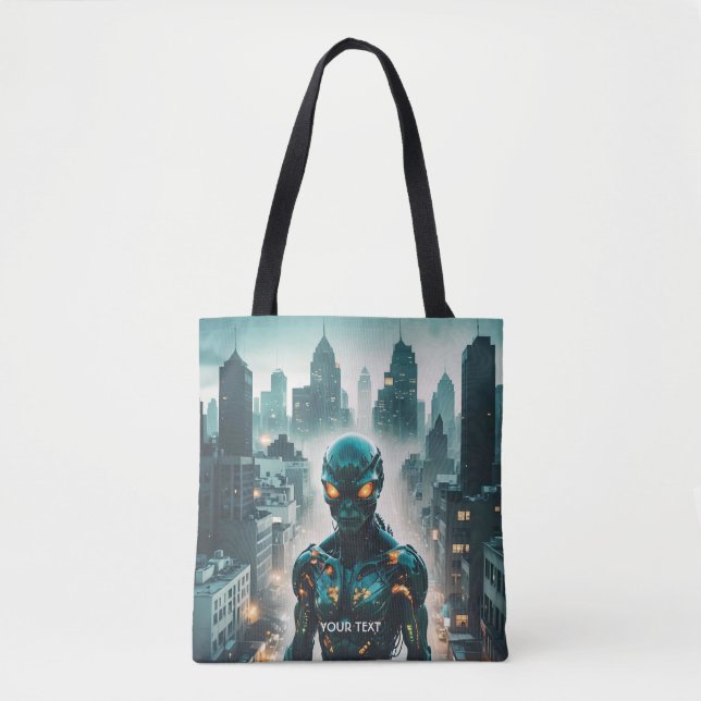 Fantasy Cute Cyborg Evening City Tote Bag (Front)