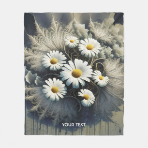 Fantasy Cute Daisy Flowers Filigree Fleece Blanket