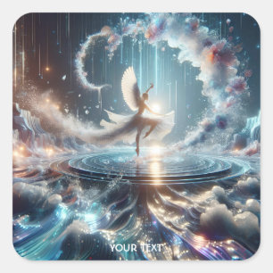 Fantasy Cute Dancer Water Reflection Square Sticker