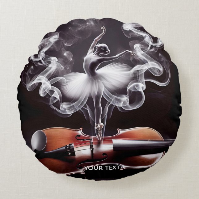 Fantasy Cute Dancing Ballerina  Violin Round Cushion (Front)