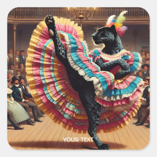 Fantasy Cute Dancing Panther Crowd Square Sticker