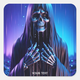 Fantasy Cute Dark Creature Crying Square Sticker