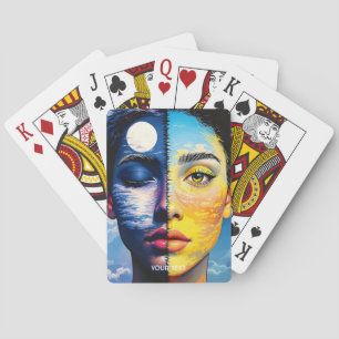 Fantasy Cute Day Night Face Playing Cards