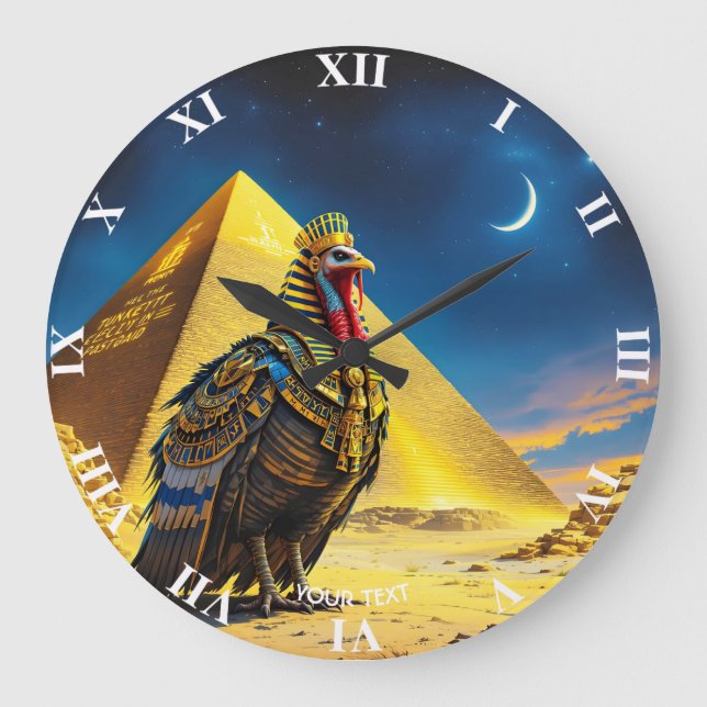 Fantasy Cute Desert Pharaoh Turkey Large Clock (Front)