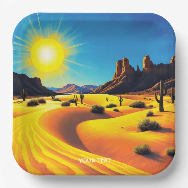 Fantasy Cute Desert Sands Rocks Paper Plate (Front)