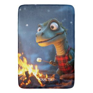 Fantasy Cute Dino Campfire Moon Bath Mat