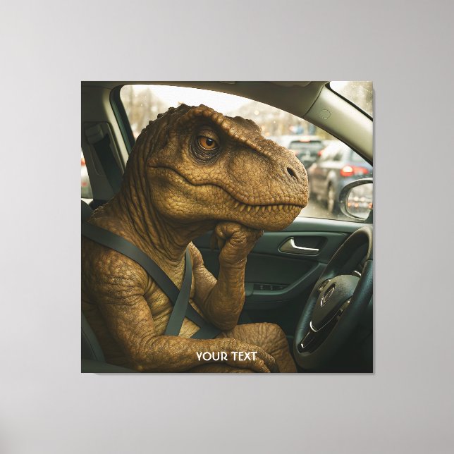 Fantasy Cute  Dinosaur Driving Car Canvas Print (Front)