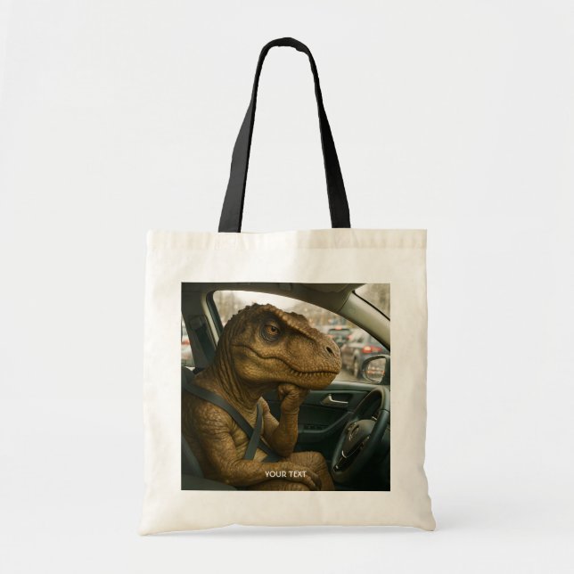 Fantasy Cute  Dinosaur Driving Car Tote Bag (Front)