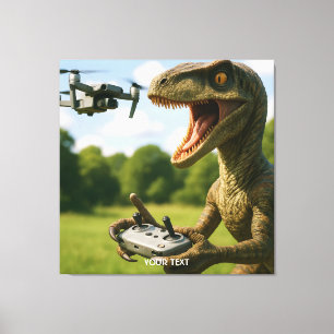 Fantasy Cute Dinosaur Drone Forest Canvas Print