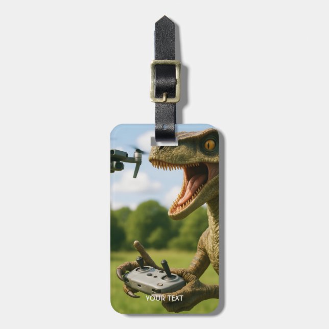 Fantasy Cute Dinosaur Drone Forest Luggage Tag (Front Vertical)