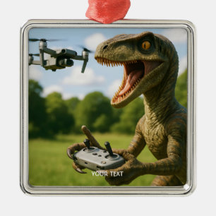 Fantasy Cute Dinosaur Drone Forest Metal Tree Decoration