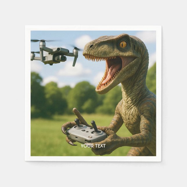 Fantasy Cute Dinosaur Drone Forest Napkin (Front)