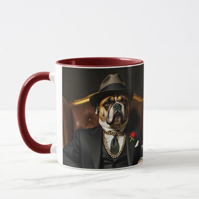 Fantasy Cute Dog Black Suit Mug (Left)