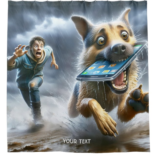 Fantasy Cute Dog Boy Phone Shower Curtain (Front)