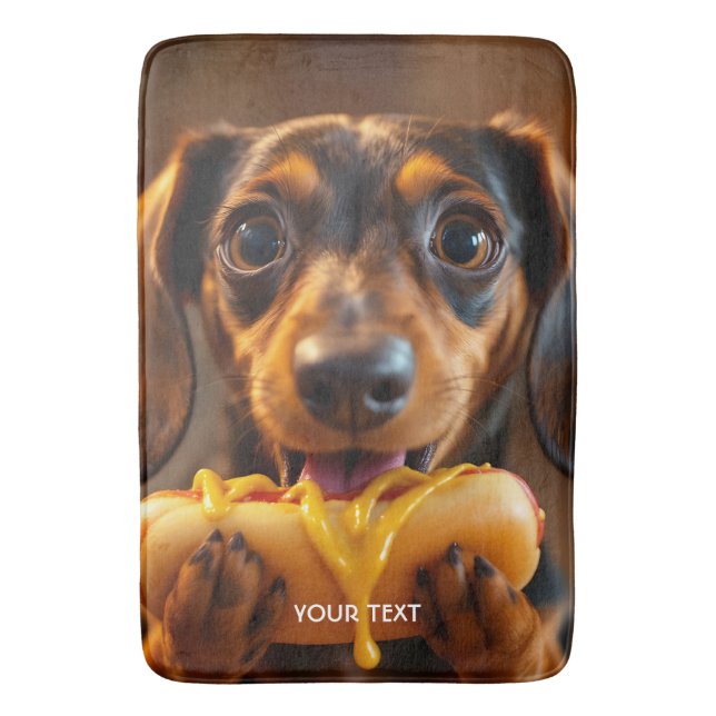 Fantasy Cute Dog Hot Dog Bath Mat (Front Vertical)